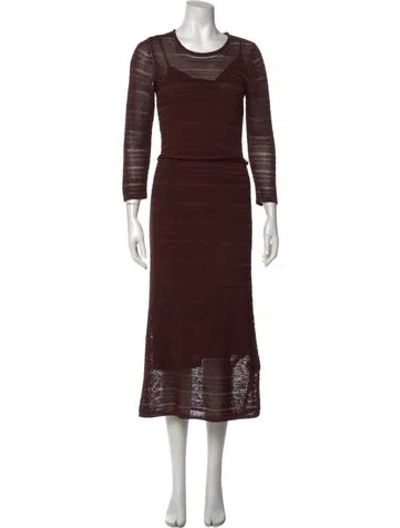 Pre-owned Zimmermann Crew Neck Midi Length Dress In Brown