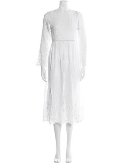 Pre-owned Zimmermann Crew Neck Midi Length Dress In White