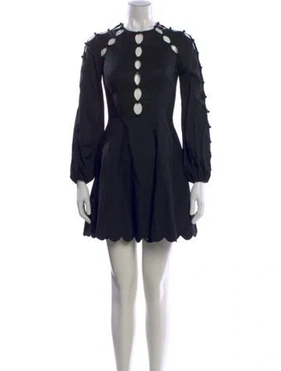 Pre-owned Zimmermann Crew Neck Mini Dress In Black