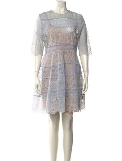 Pre-owned Zimmermann Crew Neck Mini Dress In Blue