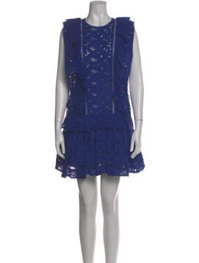 Pre-owned Zimmermann Crew Neck Mini Dress In Blue