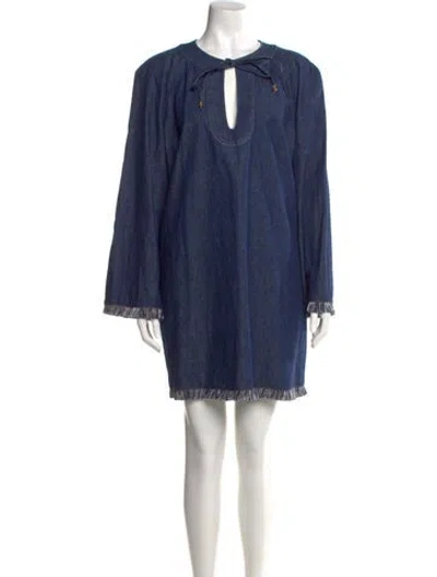 Pre-owned Zimmermann Crew Neck Mini Dress In Blue