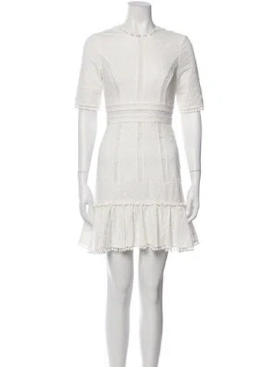 Pre-owned Zimmermann Crew Neck Mini Dress In Neutral