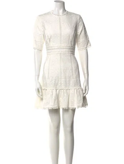 Pre-owned Zimmermann Crew Neck Mini Dress In Neutral