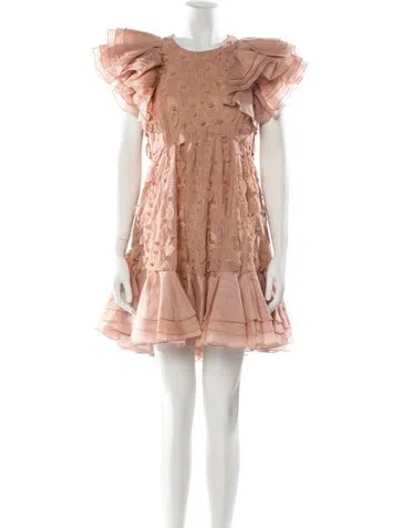 Pre-owned Zimmermann Crew Neck Mini Dress In Pink