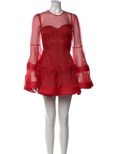 Pre-owned Zimmermann Crew Neck Mini Dress In Red