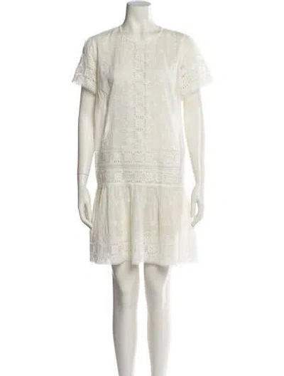 Pre-owned Zimmermann Crew Neck Mini Dress In White
