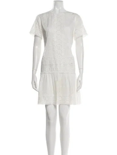 Pre-owned Zimmermann Crew Neck Mini Dress In White