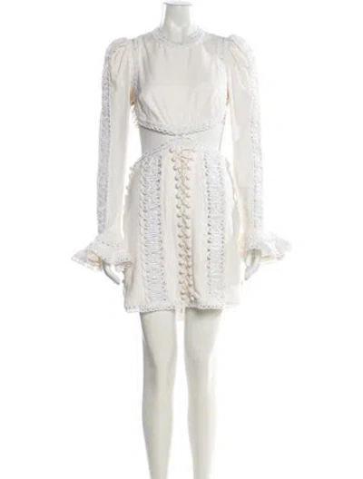 Pre-owned Zimmermann Crew Neck Mini Dress In White