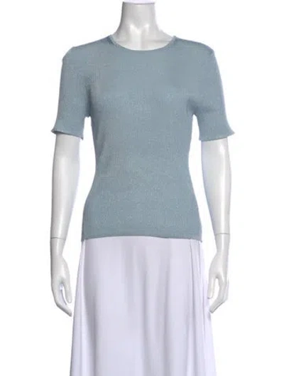 Pre-owned Zimmermann Crew Neck Short Sleeve Top In Blue