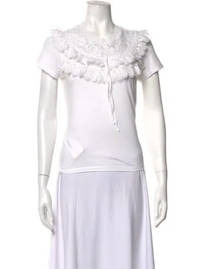 Pre-owned Zimmermann Crew Neck Short Sleeve T-shirt In White