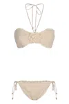 Zimmermann Awaken Embellished Crocheted Cotton Halterneck Bikini In White