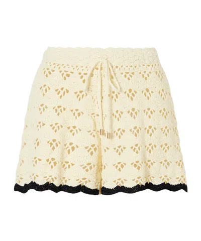 Zimmermann Aster Crochet Cotton Shorts In White