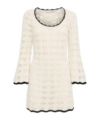Zimmermann Rhiannon Crocheted Cotton Mini Dress In Neutral