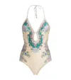 Zimmermann Womens Cream Scarf Floral Indra Crochet-detail One-piece Swimsuit Xs In Multi