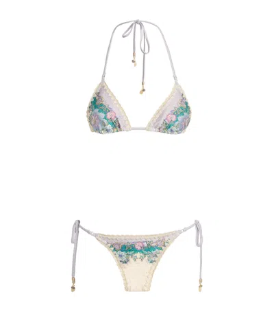 Zimmermann Crochet Indra Triangle Bikini In Multi