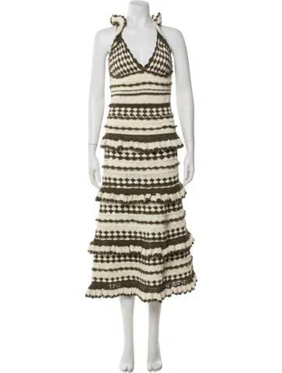 Pre-owned Zimmermann Crochet Long Dress In Green