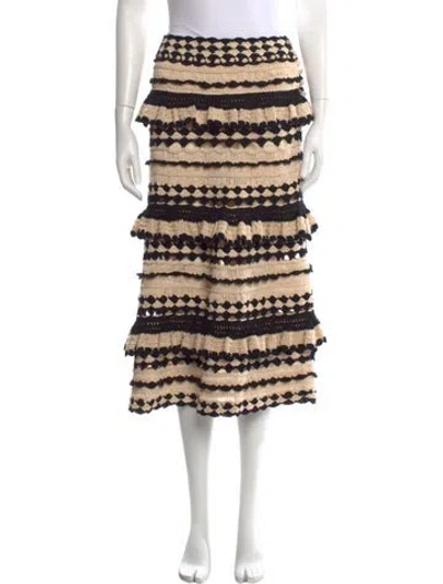 Pre-owned Zimmermann Crochet Midi Length Skirt In Black/neutrals
