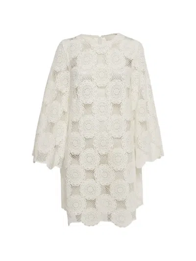 Pre-owned Zimmermann Crochet Mini Dress In White