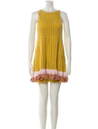 Pre-owned Zimmermann Crochet Mini Dress In Yellow