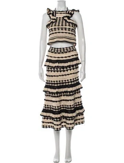 Pre-owned Zimmermann Crochet Patterned Skirt Set In Neutrals