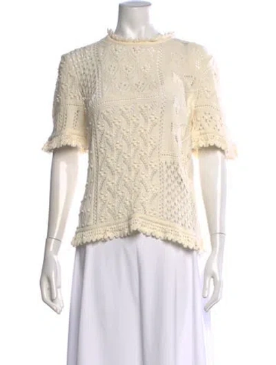 Pre-owned Zimmermann Crochet Patterned Sweater In White