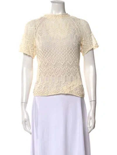 Pre-owned Zimmermann Crochet Patterned Top In Neutral