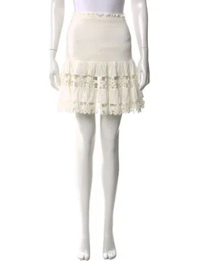 Pre-owned Zimmermann Crochet Trim Mini Skirt In Neutral