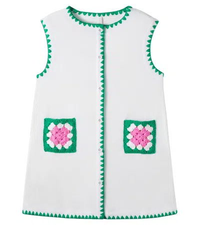 Zimmermann Kids' Crochet-trimmed Cotton-blend Dress In Green