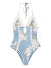 Zimmermann "cascadian" One-piece Swimsuit In Blue