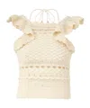 Zimmermann Womens Cream Waverly Ruffled Crochet Cotton Top In White