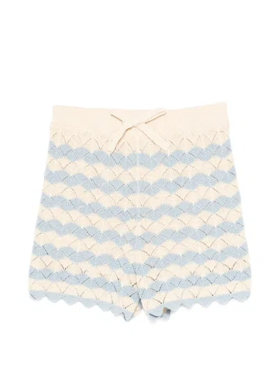 Zimmermann Kids' Crochet-knit Drawstring Shorts In Neutral
