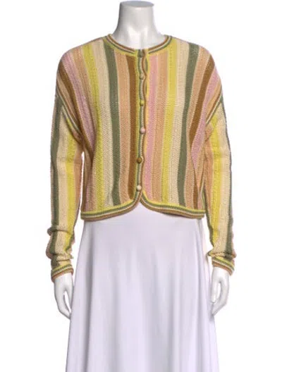 Pre-owned Zimmermann Crocodile Striped Sweater W/ Tags In Yellow