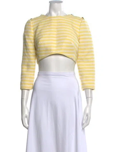 Pre-owned Zimmermann Crop Striped Crop Top In Neutrals/yellow
