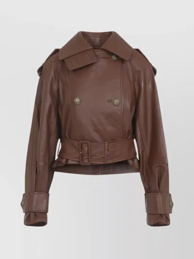Zimmermann Hypnotic Leather Crop Trench Women In Brown