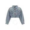 Zimmermann Raie Cropped Denim Jacket In Blue