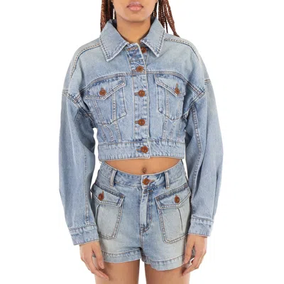 Zimmermann Cropped Denim Jacket - Faded Blue
