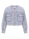 Zimmermann Short Denim Jacket Contrast Stitching In Blue