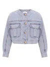 Zimmermann Short Denim Jacket Contrast Stitching In Blue