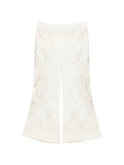 Zimmermann Cropped Floral-print Flared Trousers In Neutral