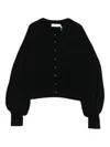 Zimmermann Cropped Merino Wool Sweater With Balloon Sleeves In Black