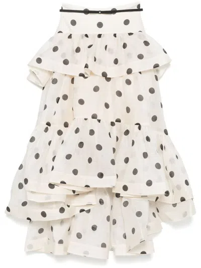 Zimmermann 'layered Belted High-waist Skirt' In Multicolor