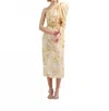 Zimmermann Crush Asymmetrical Midi Dress In Yellow Floral In Neutral