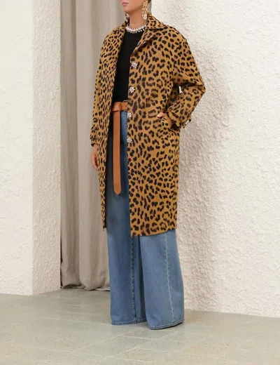 Zimmermann Crush Barrel Jacket In Leopard
