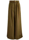 Zimmermann Pantalone Dalla Gamba Ampia Crush In Raso Verde Oliva Donna In Olive