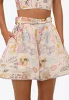 Zimmermann Crush Belted Linen-silk Shorts In Multi