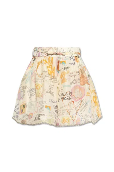 Zimmermann Crush Belted Tuck Skorts In Neutrals