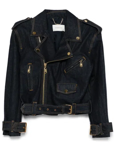 Zimmermann Crush Denim Biker Jacket In Black