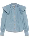 Zimmermann Crush Denim Shirt And Blouse Blue In Blue