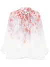 Zimmermann Crush Pleated Floral-print Crepon Blouse In Multicolour